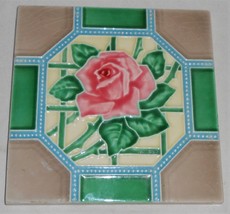 Vintage ART NOUVEAU Richards Tile EMBOSSEDPINK  ROSE Made in  England - £62.27 GBP