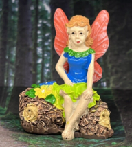 Miniature Woodland Fairy Sitting on Log Fairy Garden Gnome Garden NEW 2.5&quot; Tall - £3.73 GBP