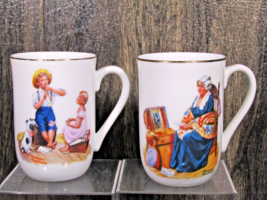 2 Vintage 1982 Norman Rockwell Porcelain Coffee Tea Cups Museum Collection - £21.05 GBP