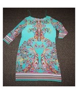 Tribal Design Large Size Dress Mirrored Print Paisley Pattern 3/4 Sleeve... - £22.35 GBP