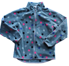 H&amp;M Girls Size 6/8Yrs Gray W/Multi-Color Dots Full Zip Lightweight Fleece Jacket - £7.56 GBP
