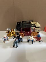 VTG Fisher Price Great Adventures Western Town Stagecoach Horses Figures Cowboy - £38.91 GBP