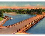Fishing Bridge Yellowstone National Park Wyoming UNP Linen Postcard T16 - $3.51