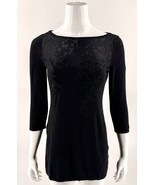 White House Black Market Tunic Sweater Sz XS Black Lace Detail 3/4 Sleev... - $455.36 MXN
