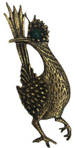 Ambassador Bird Pin  Green Jewel Eye Goldtone Vintage MCM - £6.14 GBP