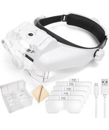 Headband Magnifying Glass with Light, Rechargeable Head Magnifying Glasses - $158.62 MXN