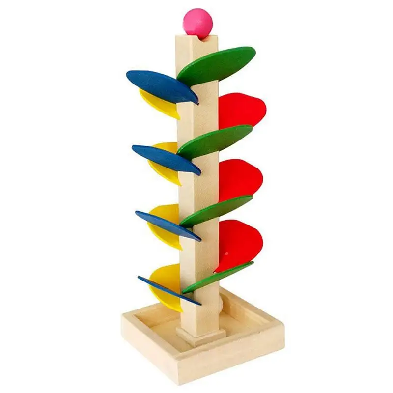 Colorful Tree Marble Ball Run Track Building Blocks Kids Wood Game Toys Children - £10.98 GBP