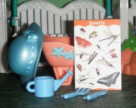 Dollhouse Lot of Gardening Supplies Wheelbarrow, Hat, Water Can,Tools, Poster - £7.77 GBP