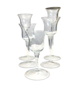 5 Long Stemmed Votive Clear Glass Candleholders All Different Heights READ - $39.59