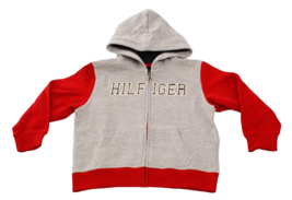 Tommy Hilfiger Little Boy&#39;s Size 4T Full Zip Gray Red Hoodie Hooded Swea... - $39.59