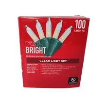 Make the Season Bright Indoor/Outdoor 100 Clear Lights 20FT Green Wire String - £8.69 GBP