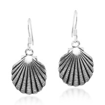 Beautiful Seashell Shell Sterling Silver Dangle Earrings - $12.27