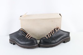 NOS Vintage 90s John Fluevog Mens 10 Chunky Platform Leather Clogs Shoes Black - £315.36 GBP