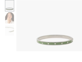 Kate Spade Spot the Spade Enamel Hinged Bracelet Sage &amp; Silver NWT - £34.34 GBP