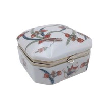 Vtg Neiman Marcus Floral Trinket Box Porcelain and Metal Made in Japan - $24.30