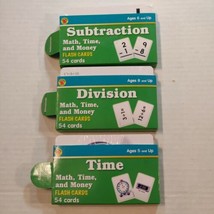 3 Brighter Child &#39;Math, Time &amp; Money&#39; Flash Card Sets Subtraction/Divisi... - $16.03
