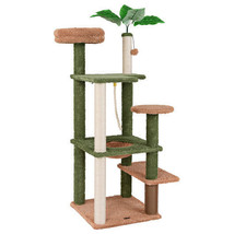 Multilevel Cat Tree with Scratching Posts and Rope Plush Perch Toy Bed-Green - C - $2,589.52 MXN