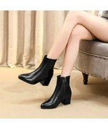 Handmade Low Toe Short Boots in Eco Glittered Leather with Square Heel f... - $65.00