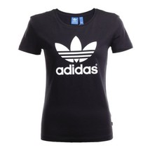 New Originals Adidas Trefoil Womens Tee Top Tshirt Summer Black White AJ8084 - £32.14 GBP