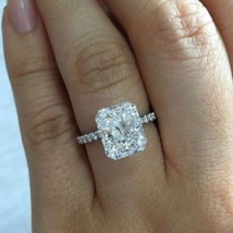 2.55Ct Radiant Cut Simulated Diamond Engagement Ring Solid 14K White Gold Size 6 - £193.61 GBP