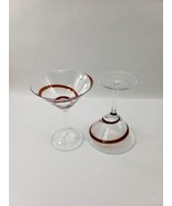 Cocktail  Martini Glasses with RED Swirl Set of 2 - $18.28