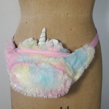 Claire&#39;s Belt Bag Unicorn Fuzzy Rainbow Pastel Glitter Fanny Pack Adjust... - $25.48