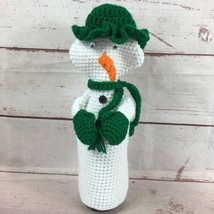 Knitted Wine Bottle Cover Christmas Snowman Decorative  Knit HOLIDAY Booze Cheer - £19.56 GBP