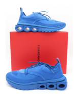 NIB Salvatore Ferragamo Mens Nima Blue Knit Lace-Up Runner Sneakers Shoe... - £379.69 GBP