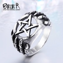 BEIER stainless  Steel Gothic Five Star CLaw Biker Ring Man Cheap Exclusive Sale - £8.37 GBP