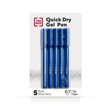 TRU RED Quick Dry Gel Pens Med Point 0.7mm Blue 5/Pack TR54477 - £14.93 GBP