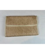 Boho Straw Clutch Bag Purse Wallet Makeup Travel Beige Y2K Vintage 12x7 ... - $9.50