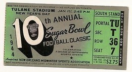 1944 Sugar Bowl Game ticket stub Georgia Tech Tulsa - $164.78