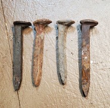 Lot of 4 Vintage/Antique Railroad Spikes Rustic Decor Crafts Knives Rusty Used - £5.92 GBP