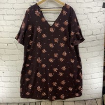 Maurices Dress Womens Plus Sz 1X Maroon Floral Print - £11.37 GBP