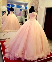 Ball Gown Tulle Wedding Dress Sweetheart Lace Appliques Women Dresses - $240.00