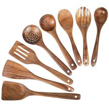 Kitchen Utensils Natural Wooden Spoon Set For Cooking, Spoons Wooden Coo... - $29.99