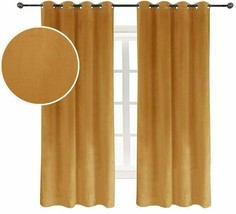 Super Soft Luxury Velvet Curtains Light Blocking Velvet Curtain (52W*63L Orange) - £30.48 GBP