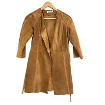 Adele Altman Suede Leather Jacket Roma XS Brown Open Front Made In Italy  - £107.91 GBP