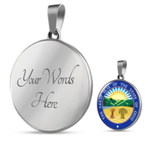 Ohio Seal State Necklace Circle Pendant Stainless Steel or 18k Gold 18-22&quot; - £34.12 GBP+
