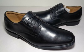 Clarks Size 10 Wide TILDEN PLAIN Black Leather Lace Oxfords New Men&#39;s Shoes - $117.81