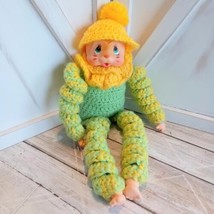 Vintage Crochet Baby YoYo Yarn Doll Handmade Spiral Legs &amp; Arms Plastic ... - £6.66 GBP