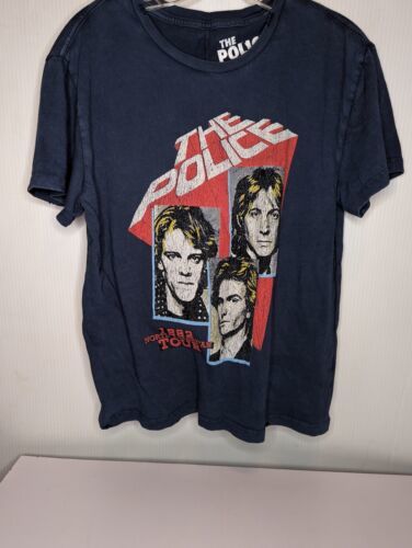 Lucky Brand The Police 80s Band Tee T Shirt Graphic  Distressed 1982 Tour Small - $25.62