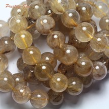 (1 bracelet/set)  natural Rose coffee rutilated quartz 15-16mm round loose beads - £36.65 GBP