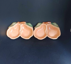VTG Belmar Of California Pottery Pear Dish USA 320 Peach Double Bowl Set of 2 - £11.57 GBP