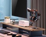 Xl Walnut Wood Monitor Stand For Desk (44 Inch) Large Monitor Stands For... - $240.99