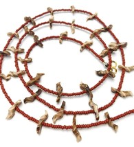 Vintage Southwestern Picture Jasper Bird Fetish Necklace Red Clay Seed Beads 27&quot; - £37.36 GBP