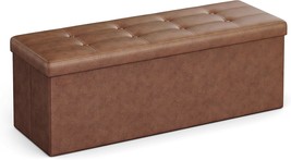 Songmics 43 Inches Folding Storage Ottoman Bench, Storage Chest, Footrest, - £54.82 GBP