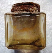 Antique Small Rectangle Ink well Bottle  w/Screw Cover, Clear Glass pontil  - $10.00