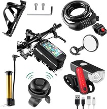 8-Piece Bicycle Accessories, USB Rechargeable Bicycle lamp, Solar headlamp, - £36.07 GBP