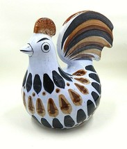 Tonala Folk Art Pottery Chicken Rooster Blue Brown Mexico Signed - $20.99